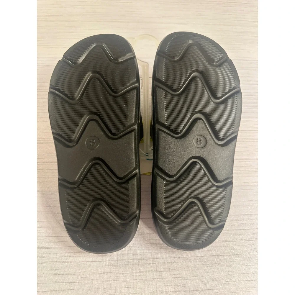 All in Motion Mens Black Slide Sandals Contoured Footbed AC358 Size 8 NWT